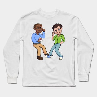 Psych, Shawn and Gus - Anime Chibi Style Long Sleeve T-Shirt